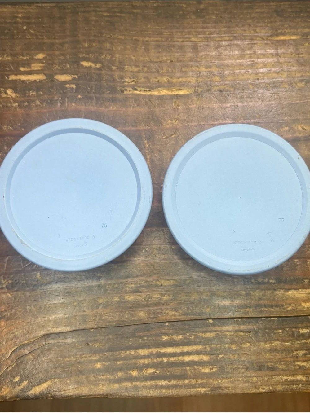 Vintage Wedgwood Portland Blue Jasperware Candlestick Holders Pair England 1976